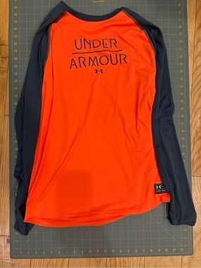Under Armour Orange Body with Black Raglan Long Sleeve Performance Shirt